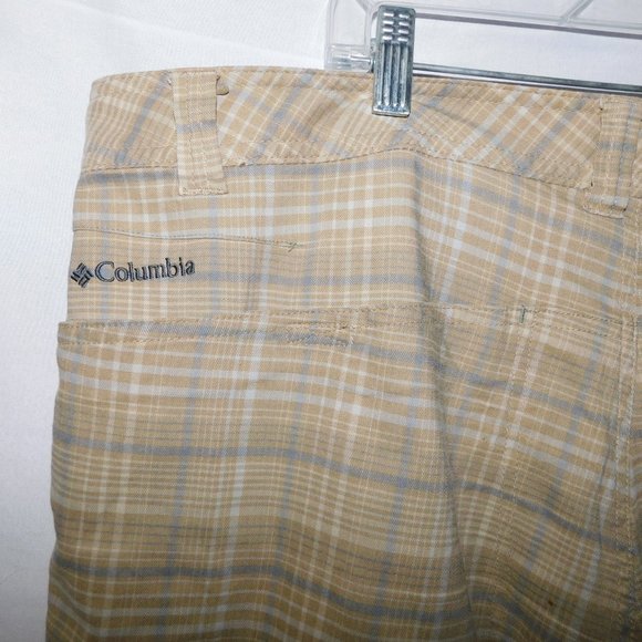 Columbia Omni-Wick Advanced Evaporation Mens 42W Plaid Shorts Tan Gray - Picture 8 of 11